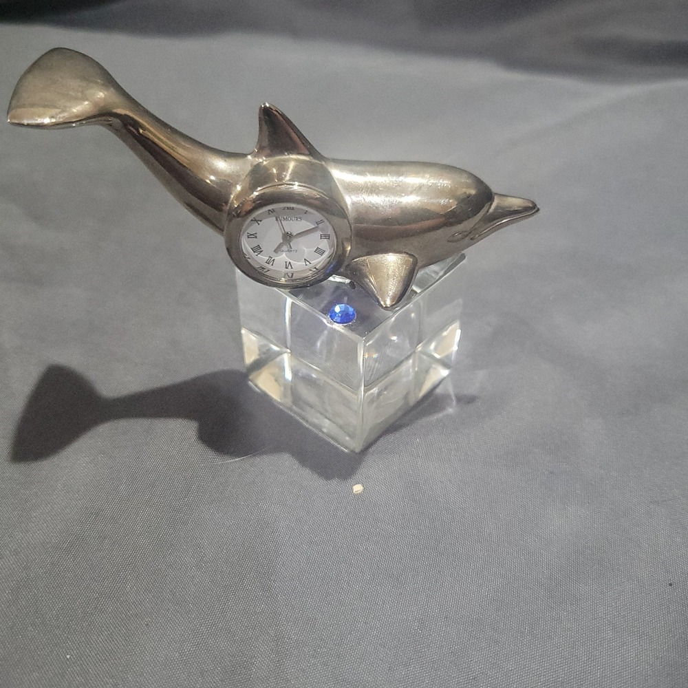 Vintage "Rumours" Dolphin Mini Clock Battery Operated Quartz Analog